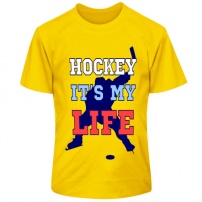 Детская футболка Хоккей – моя жизнь. Термо. XS (11-12 лет). Жёлтая.