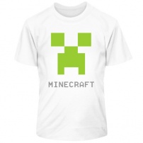 Детская футболка Minecraft logo grey. Термо. XS (11-12 лет). Белая.
