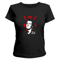 Женская футболка Sid Vicious на фоне флага (чёрная) XS (42-44)
