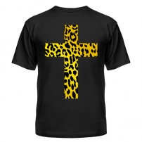 Мужская футболка Золотой леопардовый крест (чёрная) XS (42-44)