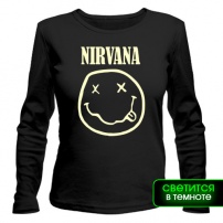Женская футболка с длинным рукавом Nirvana logo glow XS (42-44)