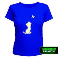 Женская футболка Котенок и бабочка (2)