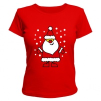 Женская футболка Веселый Дед Мороз (красная) M (46-48)