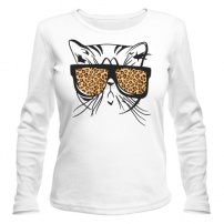 Женская футболка с длинным рукавом Кот в очках XXL (52-54)