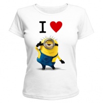 Женская футболка I love minions (белая) XS (42-44)