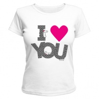 Женская футболка i love you (белая) XS (42-44)