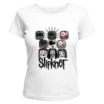 Женская футболка Slipknot masks (белая) S (44-46)