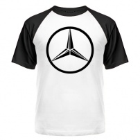 Мужская футболка реглан Mercedes-Benz logo (белая + чёрный) M (46-48)